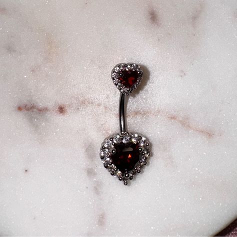 14g Romantic Heart Belly Button Ring Color: Red Silver Size: 14g (1.6mm) X 10mm Top Heart Diameter: 7.5mm Bottom Heart Diameter: 11.5mm Material: 316l Surgical Steel & Cubic Zirconia This Cute & Romantic Piercing Will Include 1 Pc Belly Button Ring & Safe Packing. All Jewelry In Shop Are Brand New. No Returns Are Accepted Because Of Sanitary Reasons. I Have Variety Of Piercings, Check Closet For More Jewelry. Gold Heart Belly Button Ring, Navel Piercing Jewelry Simple, Vivienne Westwood Belly Ring, Alt Belly Button Piercing, Emo Belly Button Piercing, Belly Button Piercing Grunge, Belly Jewelry Piercings, Gothic Belly Button Piercing, Bellybuttonpiercing Jewelry