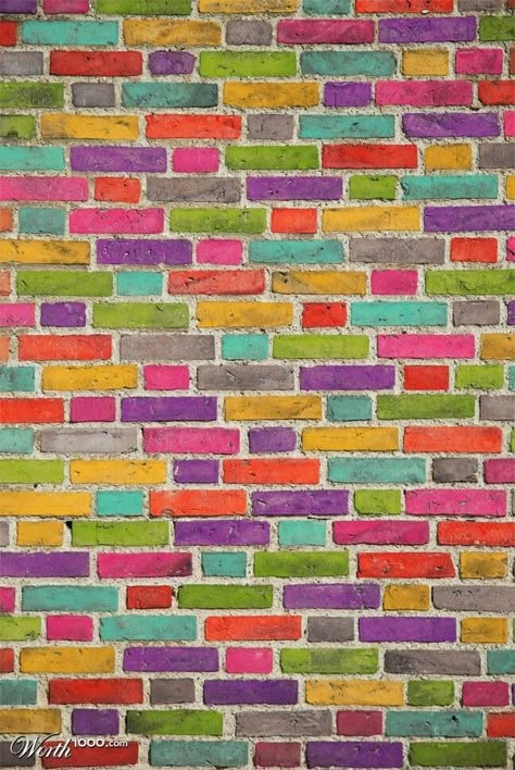 Brick wall Brick In The Wall, Art Texture, Live Colorfully, World Of Color, Color Of Life, Brick Wall, Rainbow Colors, Color Me, Wallpaper Backgrounds