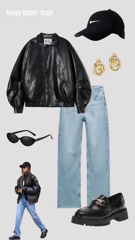 Edgy Basic Outfits, Hailey Bieber Jeans, Hailey Bieber Style Casual, Comfortable Cute Outfits, Loafers And Jeans Outfit, Hayley Bieber Outfits, Comfortable Style Outfits, Edgy Chic Outfits, Outfits With Loafers Women