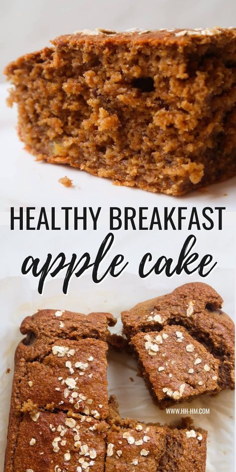 Healthy breakfast oatmeal apple cake: the best easy meal prep breakfast recipe! This is a sweet and delicious apple cake recipe that is kid-friendly as well! Similar to baked oatmeal, but better this is a great toddler breakfast idea too! Soft Breakfast Bars, Healthy Breakfasts On The Go, Baked Oatmeal Cake, Apple Date Bread, Apple Oatmeal Breakfast Cake, Health Baking Recipes, Bluezone Recipes Breakfast, Whole Wheat Breakfast Recipes, Applesauce Baked Oatmeal