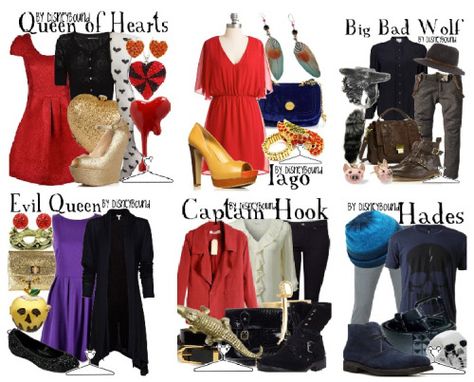 Villains including Captain Hook, Hades, Evil Queen, Queen of Hearts, Iago, Big Bad Wolf DisneyBound Disney Villain Costumes, Disney Bound Outfits Casual, Disneybound Outfits, Princess Inspired Outfits, Up Disney, Disney Princess Outfits, Disney Themed Outfits, Cute Disney Outfits, Movie Inspired Outfits