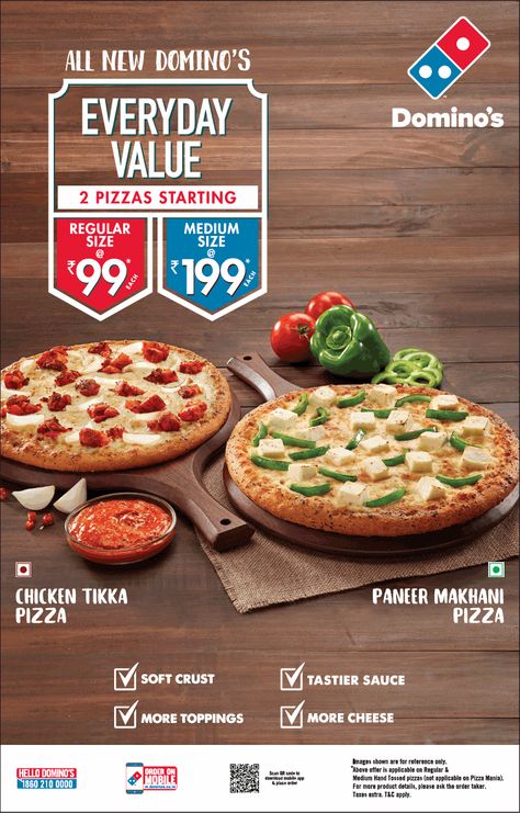 dominos-all-new-dominos-everyday-value-ad-times-of-india-delhi. Check out more Hotels & Restaurants   Advertisement Advertisement Collection at   https://www.advertgallery.com/product-  category/advertisements-by-category/automotive Pizza Advertising Creative, Pizza Ads, Pizza Flyer, Photoshop Keyboard, Pizza Store, Paneer Makhani, Pizza Poster, Pizza Branding, Domino's Pizza