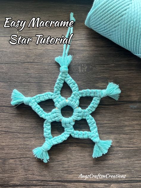 Star Macrame Diy, Macrame Star Tutorial, Macrame Stars, Macrame Star, Macrame Ornaments, Easy Macrame, Macrame Tutorials, Star Tutorial, Macrame Supplies