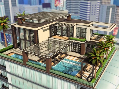 Modern Penthouse Exterior, Penthouse Exterior Design, Sims 4 Penthouse Floorplan, Sims 4 Luxury Apartment, Penthouse Layout Floor Plans, Penthouse Floor Plan Luxury, Sims 4 Penthouse Ideas, Penthouse Sims 4, Penthouse Floorplan