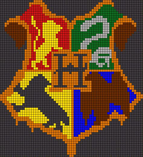 Harry Potter Graphgan, Harry Potter Grid Pattern, Harry Potter Alpha Pattern, Harry Potter Gryffindor Logo, Harry Potter Perler Beads, Harry Potter Cross Stitch Pattern, Cross Stitch Harry Potter, Harry Potter Logo, Harry Potter Quilt