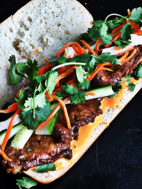 Roast Pork Banh Mi, Bahn Mi Sandwich Vegetarian, Fish Bahn Mi, Pork Banh Mi Bowl, Banh Mi Marinade, Bahn Mi Pork Marinade, Pulled Pork Bahn Mi Sandwich, Bahn Mi Marinade, Bahn Mi Sauce