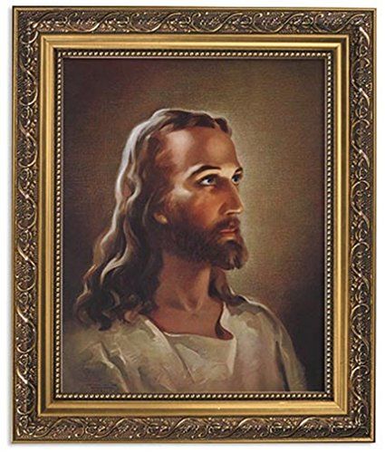 Gerffert Collection Sallman Head of Christ Catholic Framed Portrait Print 13 Inch Ornate Gold Tone Finish Frame *** Click on the image for additional details. All God Photos In One Frame, Christian Picture Frames, Jesus Framed Art, Jesus Wall Art Christ, Baroque Picture Frame Wall Art, Jesus Prints, Christian Prints, Portrait Frame, Ornate Frame