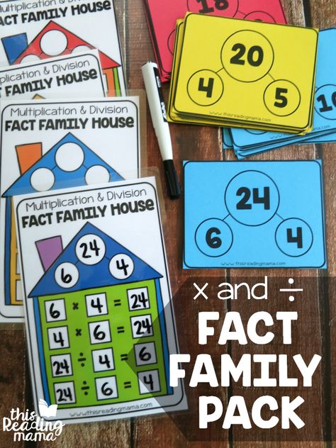 Multiplication Division Fact Families, Fact Family Multiplication And Division, Fact Families Multiplication Division, Division Activities 3rd Grade, Multiplication Fact Families, Multiplication And Division Fact Family, Division For Kids, Fact Families Multiplication, Teaching Division