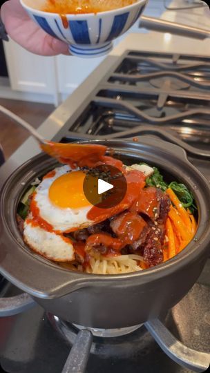 1.2M views · 20K reactions | Bibimbap with beef rolls, use whatever protein you want. Easy recipe in 20 minutes. Full recipe on kwokspots.com 

#bibimbap #recipe #korean #easy #healthy | kwokspots Bim Bim Bap Recipe, Bibimbap Recipe Korean, Dairy Free Vegetable Recipes, Korean Zucchini, Bday Cupcakes, Beef Rolls, Bibimbap Recipe, Recipe Korean, Mosaic Kitchen