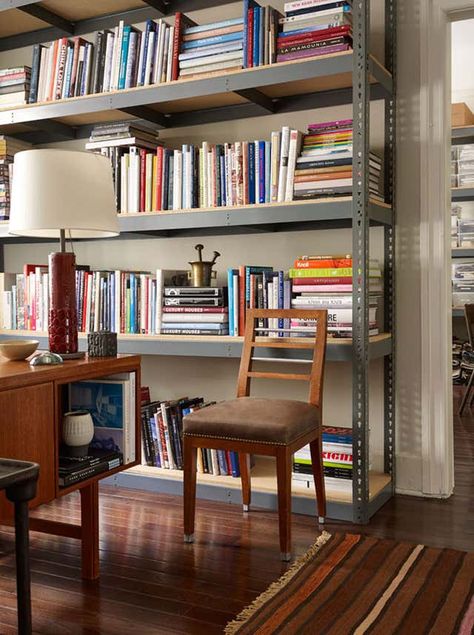 RSLLC 1133 by Robert Stilin | 1stDibs Study Design Ideas, Robert Stilin, Wood Desk Chair, Metal Bookshelf, City Decor, Metal Shelving Units, Apartment Makeover, Study Design, Top Interior Designers