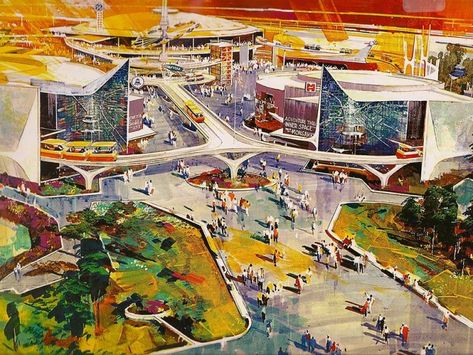 Disneyland Tomorrowland, Disneyland Anaheim, Walt Disney Imagineering, 70s Sci Fi Art, Disney Imagineering, Retro Disney, Disney Posters, Disney Concept Art, Disney Sketches