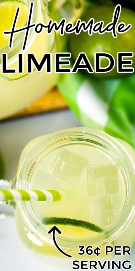 Refreshing homemade Limeade is easy to make, and the recipe calls for just three ingredients: lime juice, granulated sugar, and water. via @foodfolksandfun Homemade Limeade, Limeade Drinks, Southwest Pasta Salad, Limeade Recipe, Lime Drinks, Grilled Bbq Chicken, 5 Minute Meals, Summertime Drinks, How To Make Pancakes