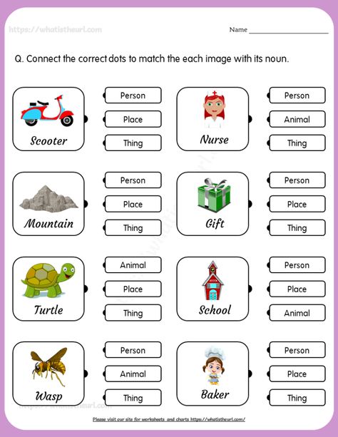 Nouns Worksheet Kindergarten, Nouns Kindergarten, Common Nouns Worksheet, Nouns And Verbs Worksheets, Proper Nouns Worksheet, Nouns Activities, Teach English To Kids, English Worksheets For Kindergarten, Grammar For Kids