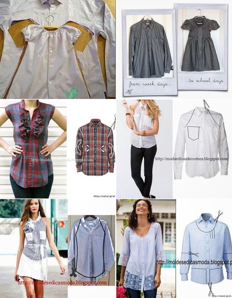 13 Creative Ideas to Repurpose Old Shirts | www.FabArtDIY.com LIKE Us on Facebook ==> https://www.facebook.com/FabArtDIY Sewing Clothes Refashion, Gamle T Shirts, Upcycling Shirts, Tips Menjahit, Shirt Makeover, Mens Shirt Refashion, Diy Clothes Refashion, Diy Vetement, Repurposed Clothing