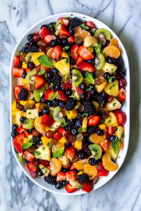 This Easy Fruit Salad is light and fresh, perfect for a summer cookout or for serving with brunch. The honey lime dressing adds a sweet and tart finish that makes it irresistible. Different Kinds Of Salads, Different Types Of Salads, Pretty Salads, Block Party Food, Types Of Salads, Cookout Ideas, Easy Fruit Salad, Barbecue Ideas, Summer Fruit Salad