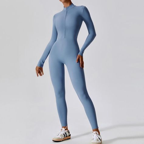 Blue Full-length Comfort Stretch Activewear, Compressive Seamless Workout Jumpsuits And Rompers, Blue Stretch Long Sleeve Activewear, Seamless Long Sleeve Yoga Activewear, Blue Compressive Long Sleeve Activewear, Yoga Flows, Yoga Jumpsuit, Cloud Fabric, Yoga Tights