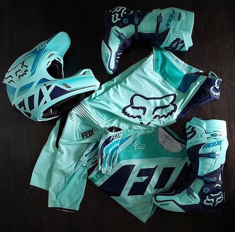 Dirtbike Race Outfit, Dirt Bike Race Outfit, Fox Motocross Outfit, Fox Dirt Bike Gear, Teal Dirt Bike, Dirt Bike Outfits, Womens Dirt Bike Gear, Dirt Bike Riding Gear, Dirt Bike Riding