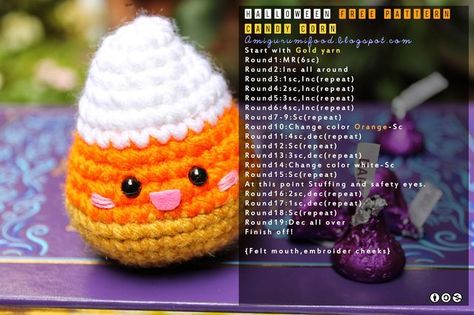 New Free pattern Kawaii Halloween!!This is an original amigurumifood.blogspot.comOnly personal use!You can share with us your amigurumi food in our facebook page!https://www.facebook.com/Amigurumifood Halloween List, Food Amigurumi, Amigurumi Food, Food Crochet, Halloween Amigurumi, Hook Crochet, Food Kawaii, Kawaii Diy, Pola Amigurumi