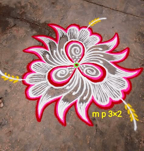 Modern Rangoli, Best Rangoli Design, Rangoli Designs Videos, Very Easy Rangoli Designs, Rangoli Designs Photos, Rangoli Colours, Rangoli Side Designs, Rangoli Designs Latest, Simple Flower Design