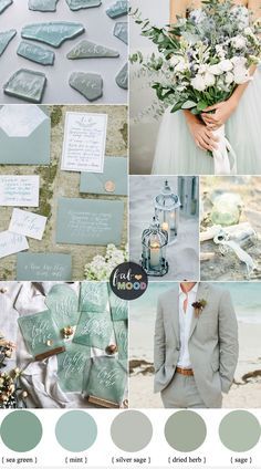 22 Fabulous Sage Wedding Ideas – Sage, Sea Green Beach Wedding Colour Palette, Looking for a wedding colour that refreshing...Beach wedding colour ideas Green Beach Wedding, Beach Wedding Color Palette, Sage Color Palette, Sage Wedding Colors, Wedding Color Scheme, Beach Wedding Colors, Green Themed Wedding, Green Wedding Colors, Winter Wedding Colors