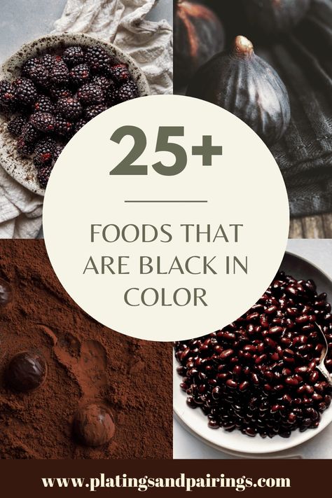 Black foods are a delicious & nutritious way to add variety to your diet. From black beans and black rice to blackberries & more! Here's 25+ black foods to try out! Foods That Are Black In Color, Black Snacks For Party, Gothic Halloween Food, All Black Party Theme Food, Black Dinner Food, Color Party Black Ideas, Black Foods For Party Appetizers, Black Themed Party Food, Black Food Board Ideas