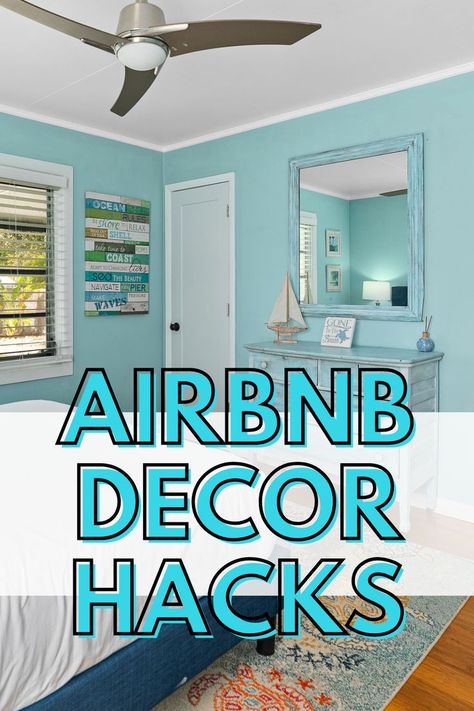 Decorate Beach House, Airbnb Decor Bathroom Ideas, Coastal Rental Home, Instagramable Walls Airbnb, B&b Decorating Ideas, Beach Vacation Rental Decor, Unique Airbnb Themes, Florida Rental Decor, Designing An Airbnb