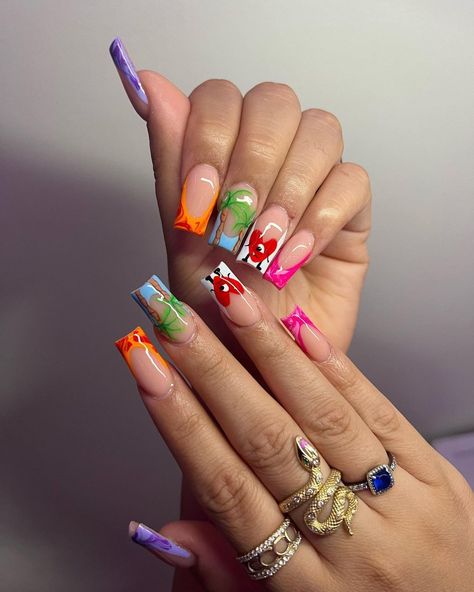 Summer Nails 2023 Color Trends | Summer Nails 2023 Bad Bunny Acrylic Nails, Bad Bunny Nails, Summer Nails 2023 Color Trends, Nails 2023 Color Trends, 2023 Color Trends, Summer Nails 2023, Bright Nail Art, Funky Nail Art, Bunny Nails