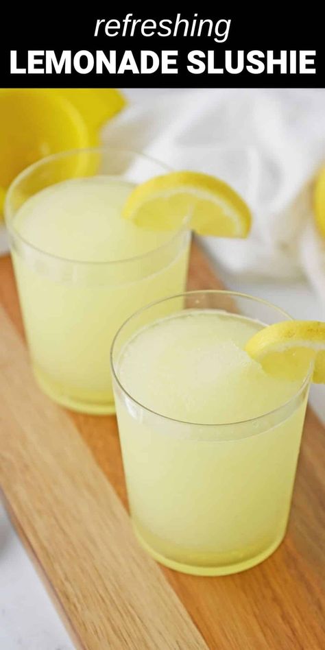 Lemonade Slushy Recipes, Healthy Slushy Recipes, Lemon Slushie Recipe, Home Made Slushies, Slushie Machine Recipes, Lemonade Recipe Homemade, Frozen Lemonade Recipe, Upscale Picnic, Lemonade Slushie Recipe