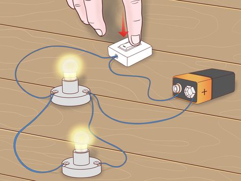 How to Make a Parallel Circuit. When connecting electrical devices to a power source, they can be hooked up into either a series circuit or a parallel circuit. In a parallel circuit, the electrical current flows along several paths, and... Electrical Equations, Simple Electric Circuit, Parallel Circuit, Series And Parallel Circuits, Basic Electrical Engineering, Diy Bird Bath, Simple Circuit, Electric Circuit, Electronics Basics