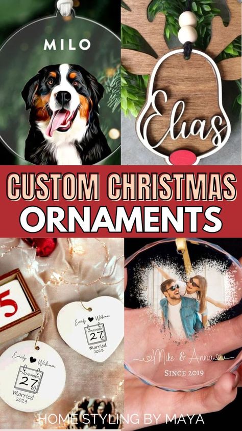 personalized christmas ornaments, Christmas Ornaments Ideas, Ornaments Ideas, Unique Christmas Ornaments, Beautiful Christmas Decorations, Custom Christmas Ornaments, Home Styling, Personalized Christmas Ornaments, Outdoor Christmas Decorations, Unique Christmas