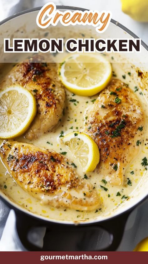 Looking for a rich and zesty dinner? This Creamy Lemon Chicken Recipe delivers juicy chicken breasts smothered in a luscious, tangy sauce that’s perfect for any occasion. Whether it’s a quick weeknight meal or a special dinner, this dish will have everyone asking for seconds. Don’t miss out – get the full recipe now! #lemonchicken #chickendinner #creamychicken #easyrecipes #dinnerideas #lemonrecipes #weeknightmeals #comfortfood #quickdinner Creamy Lemon Chicken Recipe, Lemon Chicken Breast Recipes, Lemon Sauce For Chicken, Easy Lemon Chicken Recipe, Chicken Breast Recipes Dinners, Chicken Breast Dishes, Grilled Chicken Breast Recipes, Chicken Breast Oven, Juicy Baked Chicken