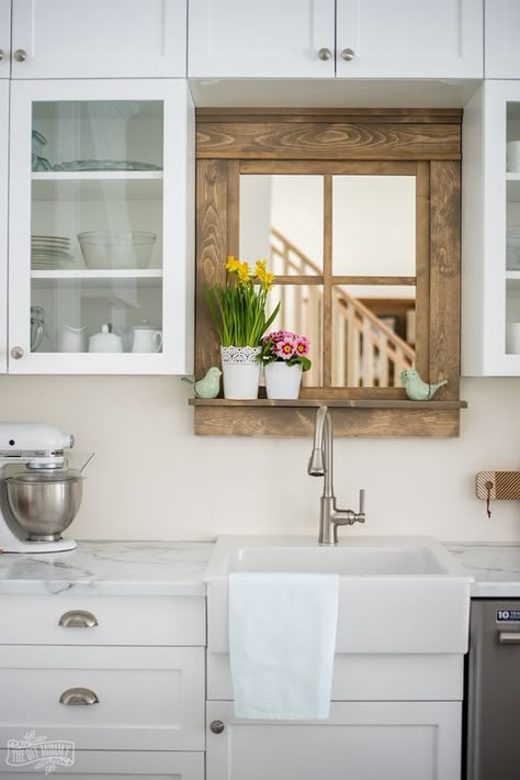 small wood hunting mirror over kitchen sink Mirror Over Kitchen Sink, Sink Without Window, Kitchen Sink Without Window, Kitchen Sink With No Window, Kitchen Sink No Window, Sink No Window, Sink With No Window, Kitchen No Window, Windowless Kitchen