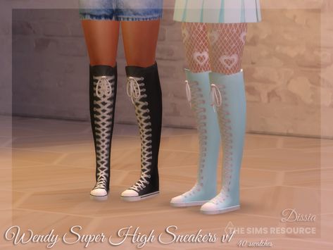 The Sims Resource - Wendy Super High Sneakers v1 Sims 4 Cc Knee High Converse, Sims 4 Knee High Converse, Sims Shoes, Knee High Sneakers, Workout Bodysuit, Knee High Converse, Converse Boots, Cc Shoes, Sims 4 Cc Shoes