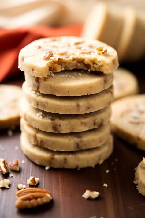 Toffee Pecan Shortbread Cookies - That Oven Feelin How To Make Toffee, White Velvet Cakes, Pecan Shortbread Cookies, Pecan Shortbread, Chocolate Peanut Butter Pie, Cookie Craft, Dipped Cookies, Toffee Bits, Shortbread Cookie