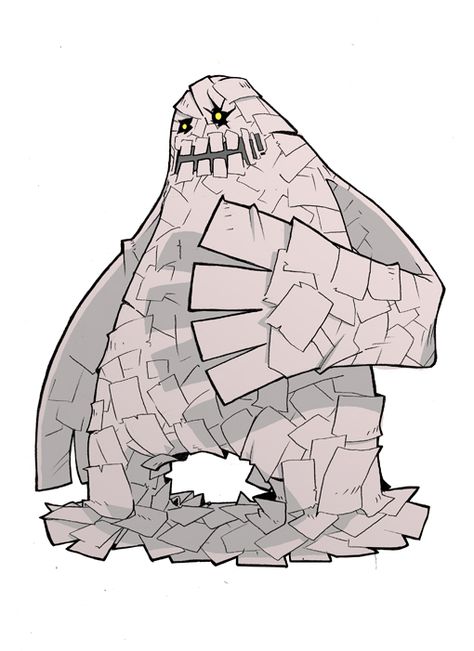 Paper_Beats_Rock_by_Lysol_Jones Kang El Conquistador, Paper Monster, Student Lounge, Oc Pokemon, Alien Character, Rpg Map, Creature Artwork, Computer Paper, Cool Monsters