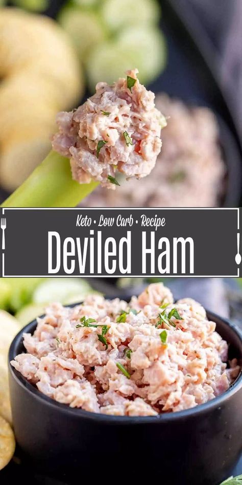 This easy Deviled Ham recipe is a great way to use up leftover ham. Finely chopped ham mixed with creamy mayonnaise, and spicy hot sauce gives you the perfect ham spread to use as an appetizer or to make a delicious sandwich. Homemade deviled ham is a delicious, creamy, spicy spread that makes a great keto appetizer as well! Deviled Ham Recipes, Ham Salad Spread, Ham Spread, Perfect Ham, Sandwich Homemade, Deviled Ham, Ham Dishes, Chopped Ham, Ham Recipe