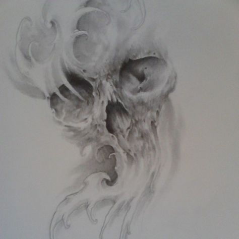 Smokey Skull Smokey Skulls Tattoo Design, Smokey Drawing, Smokey Skull Tattoo, Smokey Tattoo, Greek Watercolor, Japanese Water Tattoo, Naruto Tattoos, Airbrush Skull, Shoulder Armor Tattoo