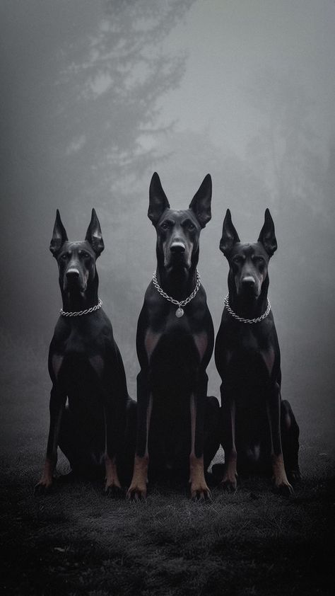 Black Doberman, Scary Dogs, Doberman Dogs, Pretty Dogs, Dog Wallpaper, Beautiful Dark Art, Wild Dogs, Doberman Pinscher, Wallpaper 4k