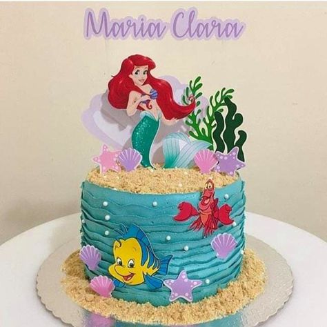 Cinderella Cake Designs, Bolo Ariel, Jungle Theme Cakes, Little Mermaid Cake, Ariel Cake, Ariel Birthday Party, Minnie Mouse Birthday Decorations, Little Mermaid Cakes, Mermaid Birthday Cakes