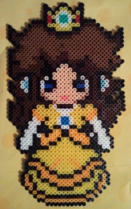 princess daisy perler pattern - Google Search Hama Beads Mario, Image Pixel Art, Perler Pattern, Perler Bead Mario, Perler Creations, Pixel Beads, Melty Bead Patterns, Princess Daisy, Fuse Bead Patterns