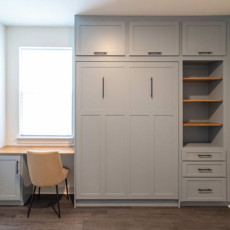 Home Office With Murphy Bed Built Ins, Nursery With Murphy Bed, Murphy Desk Diy, Murphy Bed Office Combo, Office With Murphy Bed Ideas, Home Office With Murphy Bed, Office With Murphy Bed, Murphy Bed Desk Combo, Murphy Bed Office Guest Bedrooms