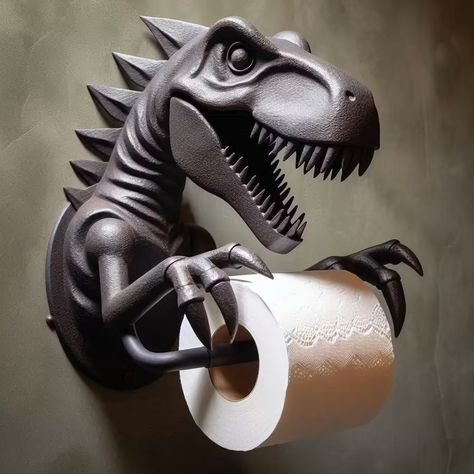 Dinosaur Toilet Paper Holder Cool Dinosaurs, Dinosaurs Figures, Trending Art, Dinosaur Theme, Bathroom Design Luxury, A Dinosaur, Dinosaur Design, Old Toys, Aesthetic Room Decor