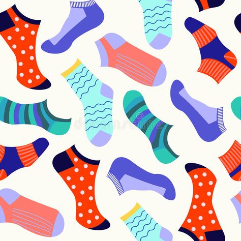 Different types of socks stock illustration Types Of Socks, Socks Illustration, Free Vector Patterns, Sock Designs, Sock Design, Patterns Of Fashion, Fashion Background, March 21, Happy Socks