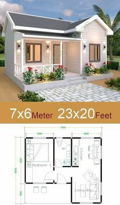 Promises Quotes, Gable Roof House, One Bedroom House Plans, One Bedroom House, Flat Roof House, Small House Layout, Modern Small House Design, A Small House, Best Tiny House