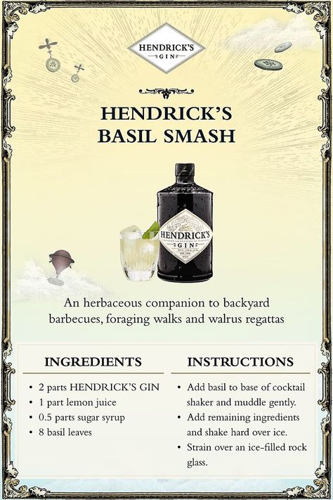 WELCOME TO THE HENDRICKS GINERATOR Gin Basil Smash, Basil Smash, Hendrick's Gin, Cocktail Mixology, Lemon Drop Martini, Hendricks Gin, Summer Gathering, Backyard Barbecue, Gin Cocktails