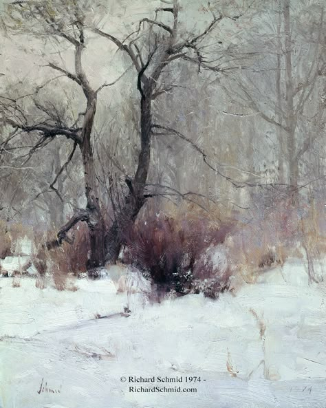 Richard Schmid, Winter Landscape Painting, Painting Snow, Winter Watercolor, Impressionist Landscape, Landscape Art Painting, Winter Painting, Watercolor Trees, Abstract Art Landscape