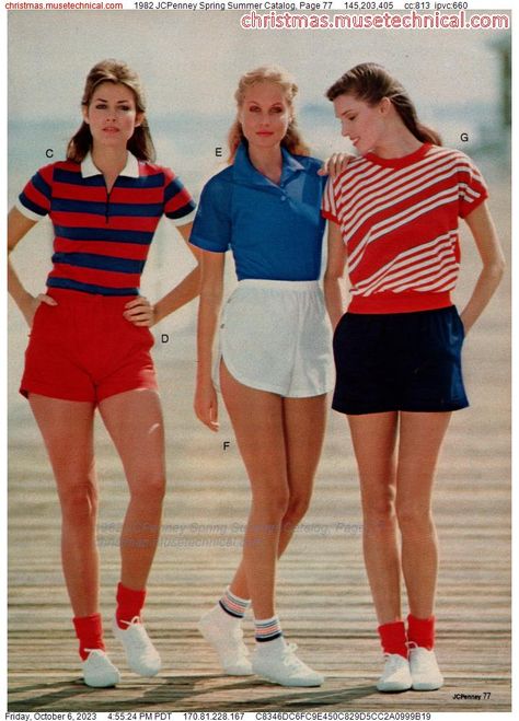 1982 JCPenney Spring Summer Catalog, Page 77 - Catalogs & Wishbooks 19s Fashion, 80s Stuff, 80s Shorts, 80s Women, Women's Uniforms, Personal Style Inspiration, Sailor Fashion, 1980s Fashion, Girl Doll Clothes