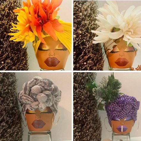 Flower Pot Art, Painted Terra Cotta Pots, Flower Pot Crafts, Diy Flower Pots, Decorated Flower Pots, Painted Flower Pots, Head Planters, Unique Centerpieces, Garden Art Crafts