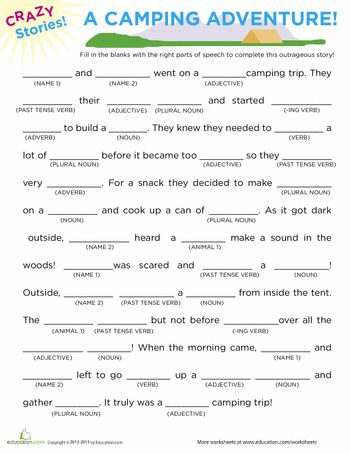 Worksheets: Fill in the Blanks Story: Camping- Great to do & read at camping! Fill In The Blanks Story, Camp Read, Reading Night, Camping Desserts, Camping Site, Girl Scout Camping, Scout Camping, Mad Libs, Girl Scout Ideas