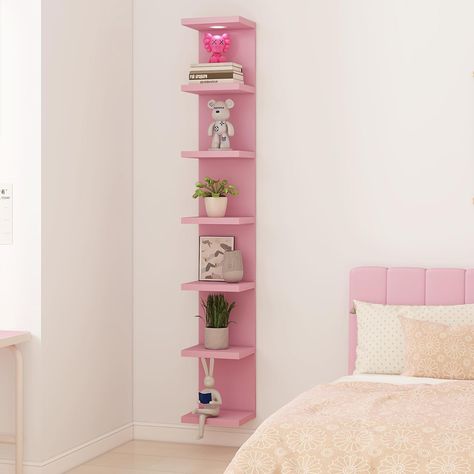 PRICES MAY VARY. FLOATING LACK WALL SHELF — Versatile 7-tier wall Shelf Unit in a crisp and timeless pink finish—the perfect addition to elevate your home decor. Display charming showpieces, decorative items, and other prized possessions while offering functional storage with square-shaped display shelves — Enhance décor and fill in empty wall space above a desk, fireplace, entryway, vanity, child bedroom, between windows, and so much more. DECORATE & DISPLAY FLOATING SHELVES WITH LIGHT—One of t Lack Wall Shelf, Light Pink Rooms, Tier Wall Shelf, Wall Shelf Display, Wall Shelf Unit, Girly Apartment Decor, Pink Bedroom Decor, Pink Room Decor, Remote Control Light